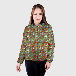 Куртка с капюшоном женская Монстрики, животные и пришельцы, цвет: 3D-черный — фото 2
