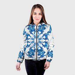 Куртка с капюшоном женская Гжель синий цветок, цвет: 3D-черный — фото 2