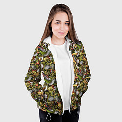 Куртка с капюшоном женская Футбольные бутсы и кубок, цвет: 3D-белый — фото 2