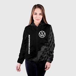 Куртка с капюшоном женская Volkswagen speed на темном фоне со следами шин: на, цвет: 3D-черный — фото 2