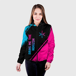 Куртка с капюшоном женская Bring Me the Horizon - neon gradient: надпись, сим, цвет: 3D-черный — фото 2