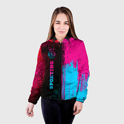 Куртка с капюшоном женская Sporting - neon gradient: по-вертикали, цвет: 3D-черный — фото 2