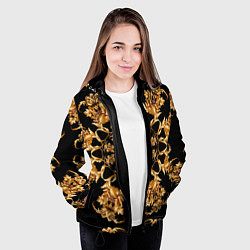 Куртка с капюшоном женская Золотая гжель солнечный цветок, цвет: 3D-черный — фото 2
