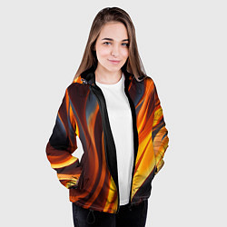 Куртка с капюшоном женская Плавные огненные узоры, цвет: 3D-черный — фото 2