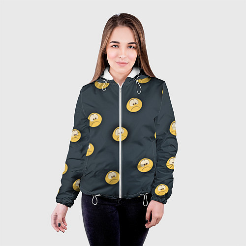 Женская куртка Грусть смайла / 3D-Белый – фото 4