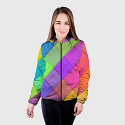 Куртка с капюшоном женская Геометрический узор из квадратов, цвет: 3D-черный — фото 2