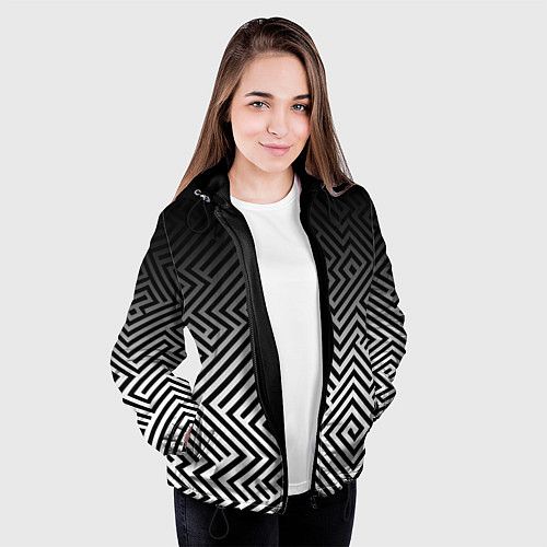 Женская куртка Геометрические узоры с градиентом / 3D-Черный – фото 3