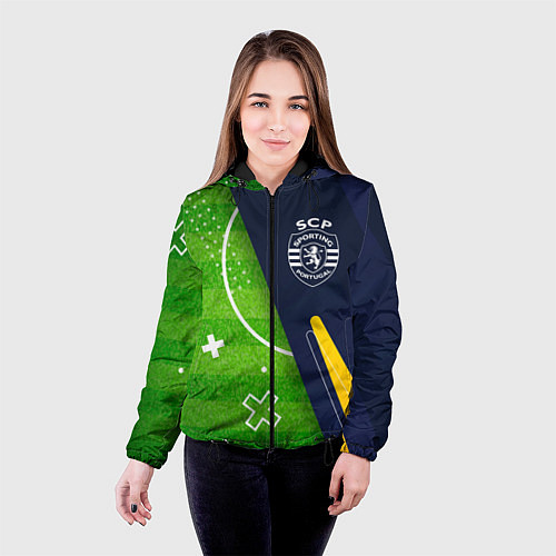 Женская куртка Sporting football field / 3D-Черный – фото 4