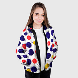 Куртка с капюшоном женская Ягодки и фрукты, цвет: 3D-черный — фото 2