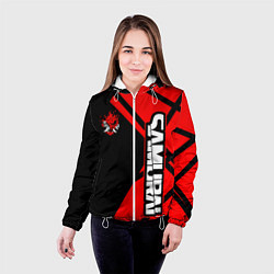 Куртка с капюшоном женская Cyberpunk 2077 - Надпись Samurai, цвет: 3D-белый — фото 2