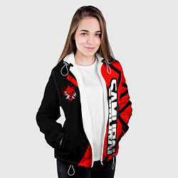 Куртка с капюшоном женская Cyberpunk 2077 - Надпись Samurai, цвет: 3D-белый — фото 2