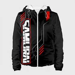 Куртка с капюшоном женская Samurai - Красный техно - Киберпанк, цвет: 3D-белый