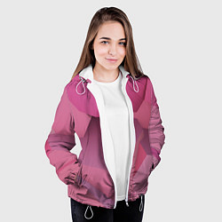 Куртка с капюшоном женская Розовые геометрические фигуры, цвет: 3D-белый — фото 2
