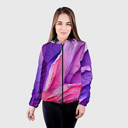 Куртка с капюшоном женская Необычная акварельная абстракция, цвет: 3D-черный — фото 2