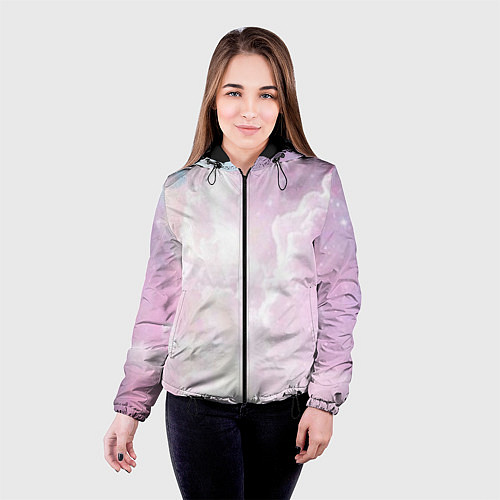 Женская куртка Розовые облака на голубом небе / 3D-Черный – фото 4