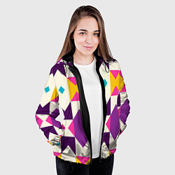 Куртка с капюшоном женская Геометрический цветной орнамент, цвет: 3D-черный — фото 2