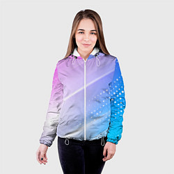 Куртка с капюшоном женская Абстракция с неоном, цвет: 3D-белый — фото 2