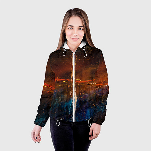 Женская куртка Тени, блёстки и краски во тьме / 3D-Белый – фото 4