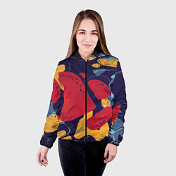 Куртка с капюшоном женская Красное абстрактное пятно, цвет: 3D-черный — фото 2