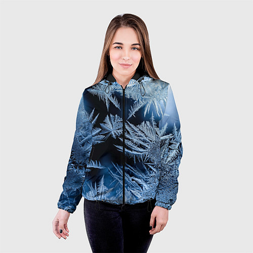 Женская куртка Морозный узор на стекле / 3D-Черный – фото 4