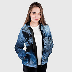 Куртка с капюшоном женская Морозный узор на стекле, цвет: 3D-черный — фото 2
