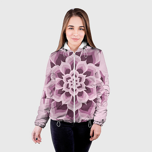 Женская куртка Цветочный узор в розовых тонах / 3D-Белый – фото 4
