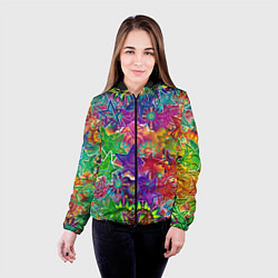 Куртка с капюшоном женская Узоры из разноцветных звёзд, цвет: 3D-черный — фото 2