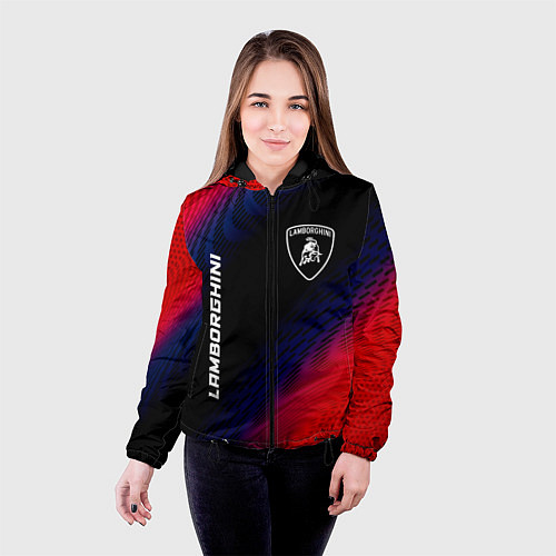 Женская куртка Lamborghini красный карбон / 3D-Черный – фото 4