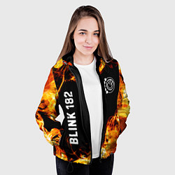 Куртка с капюшоном женская Blink 182 и пылающий огонь, цвет: 3D-черный — фото 2