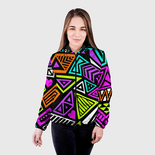 Женская куртка Abstract geometric shapes / 3D-Черный – фото 4
