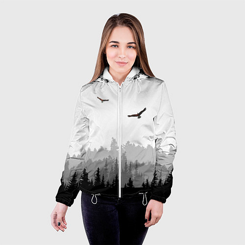 Женская куртка Птицы над лесом / 3D-Белый – фото 4