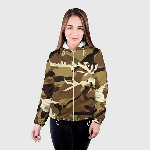 Женская куртка Камуфляж Woodland осень крупный / 3D-Белый – фото 4
