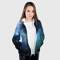 Куртка с капюшоном женская Акварель галактики, цвет: 3D-белый — фото 2