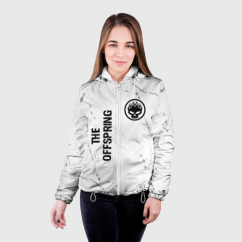 Женская куртка The Offspring glitch на светлом фоне: надпись, сим / 3D-Белый – фото 4