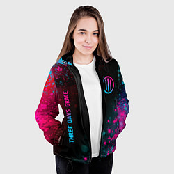 Куртка с капюшоном женская Three Days Grace - neon gradient: надпись, символ, цвет: 3D-черный — фото 2