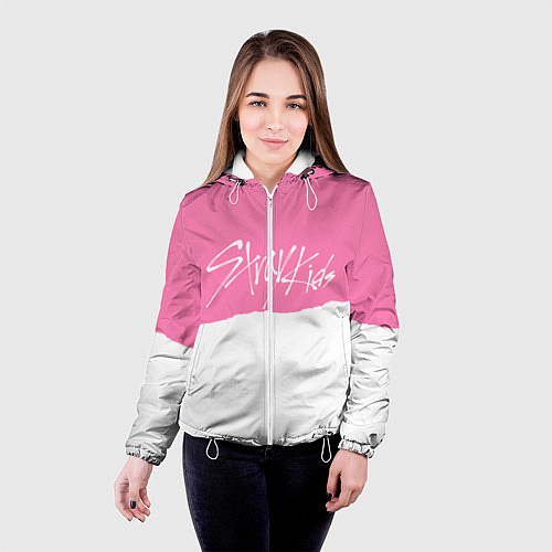 Женская куртка Stray Kids pink and white / 3D-Белый – фото 4