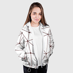Куртка с капюшоном женская Геометрические линии на белом фоне, цвет: 3D-белый — фото 2