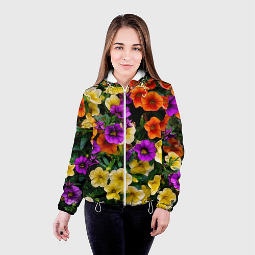 Женская куртка Разноцветная петуния / 3D-Белый – фото 4