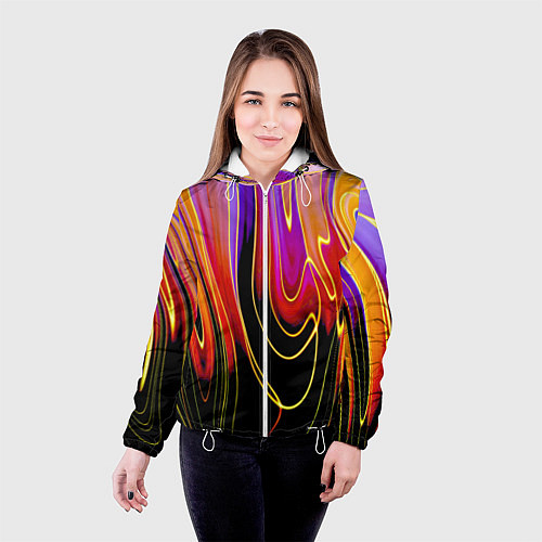 Женская куртка Абстракция сияние / 3D-Белый – фото 4