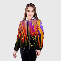 Куртка с капюшоном женская Абстракция сияние, цвет: 3D-белый — фото 2