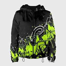 Куртка с капюшоном женская Яркое граффити на черной стене, цвет: 3D-черный