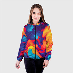 Куртка с капюшоном женская Пестрые красочные разводы, цвет: 3D-черный — фото 2
