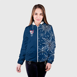 Куртка с капюшоном женская Новогодние снеговики, цвет: 3D-белый — фото 2