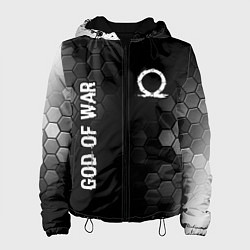 Куртка с капюшоном женская God of War glitch на темном фоне: надпись, символ, цвет: 3D-черный