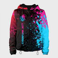 Куртка с капюшоном женская Cyberpunk 2077 - neon gradient: по-вертикали, цвет: 3D-черный