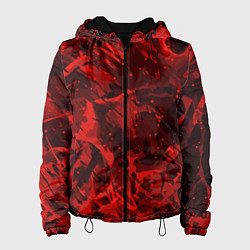 Куртка с капюшоном женская Красные кляксы, цвет: 3D-черный