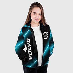 Куртка с капюшоном женская Volvo неоновые лампы, цвет: 3D-черный — фото 2