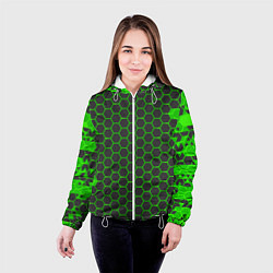 Куртка с капюшоном женская Зеленые плиты, цвет: 3D-белый — фото 2
