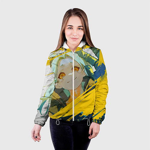 Женская куртка Киберпанк: Бегущие по краю Ребекка / 3D-Белый – фото 4