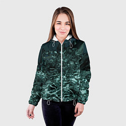 Куртка с капюшоном женская Абстрактный голубой жидкий металл, цвет: 3D-белый — фото 2